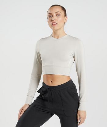 Gymshark Pause Open Back Long Sleeve Ženske Ošišane Majice Sive | HR 3641GSO